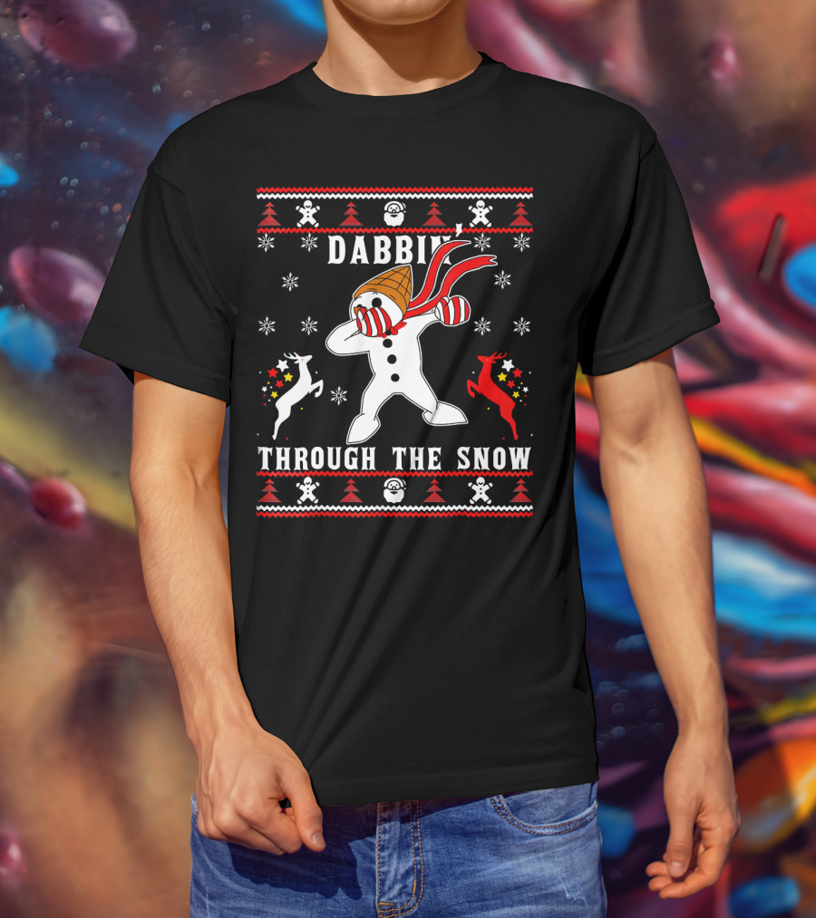 Dabbin' Through The Snow MrBingle Reindeer Snowflakes T-Shirt