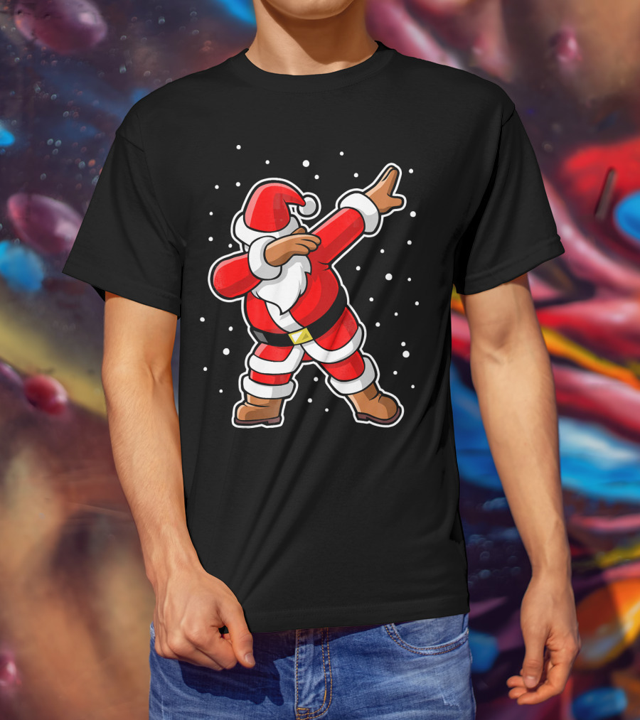 Dabbing Santa Claus Snowing Iconic Christmas Pose T-Shirt