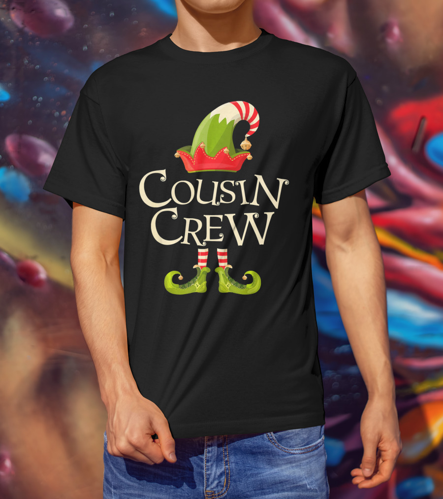 Cousin Crew Elf Matching Family Christmas Hat And Shoes T-Shirt
