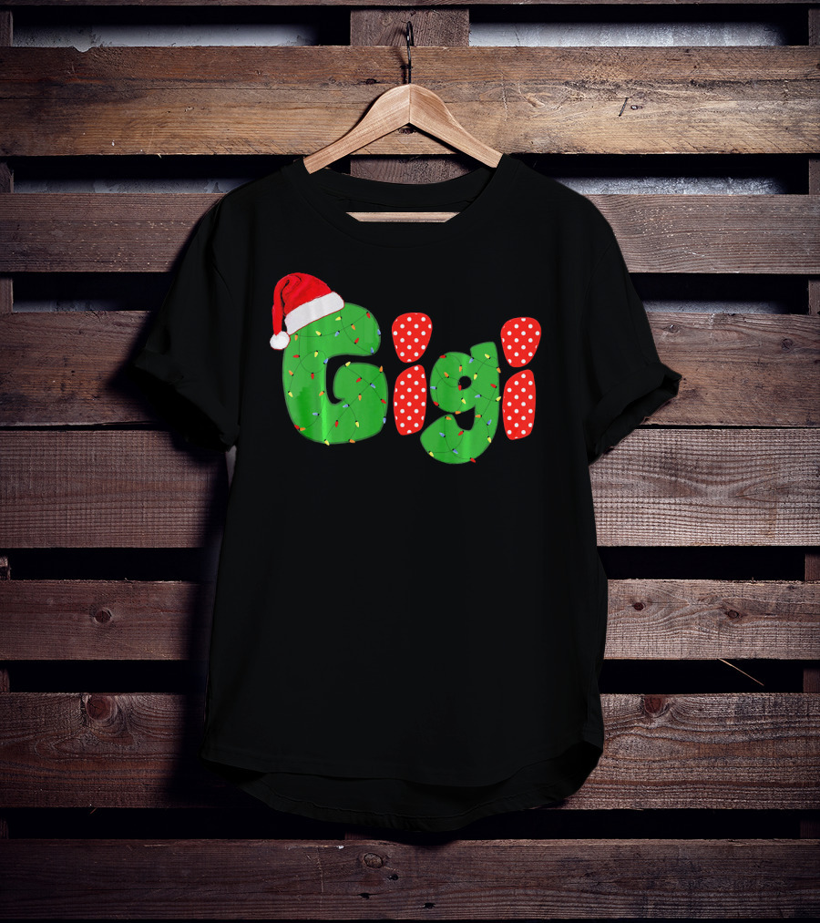 Gigi Christmas Santa Hat Lights Family Matching Pajamas T-Shirt