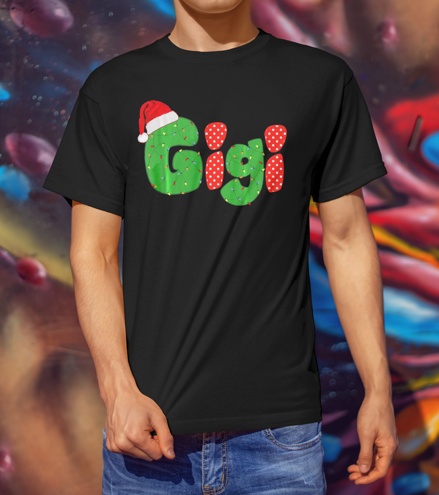 Gigi Christmas Santa Hat Lights Family Matching Pajamas T-Shirt