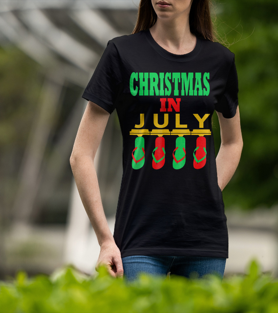 CHRISTMAS IN JULY Flip Flops Summer Holiday T-Shirt