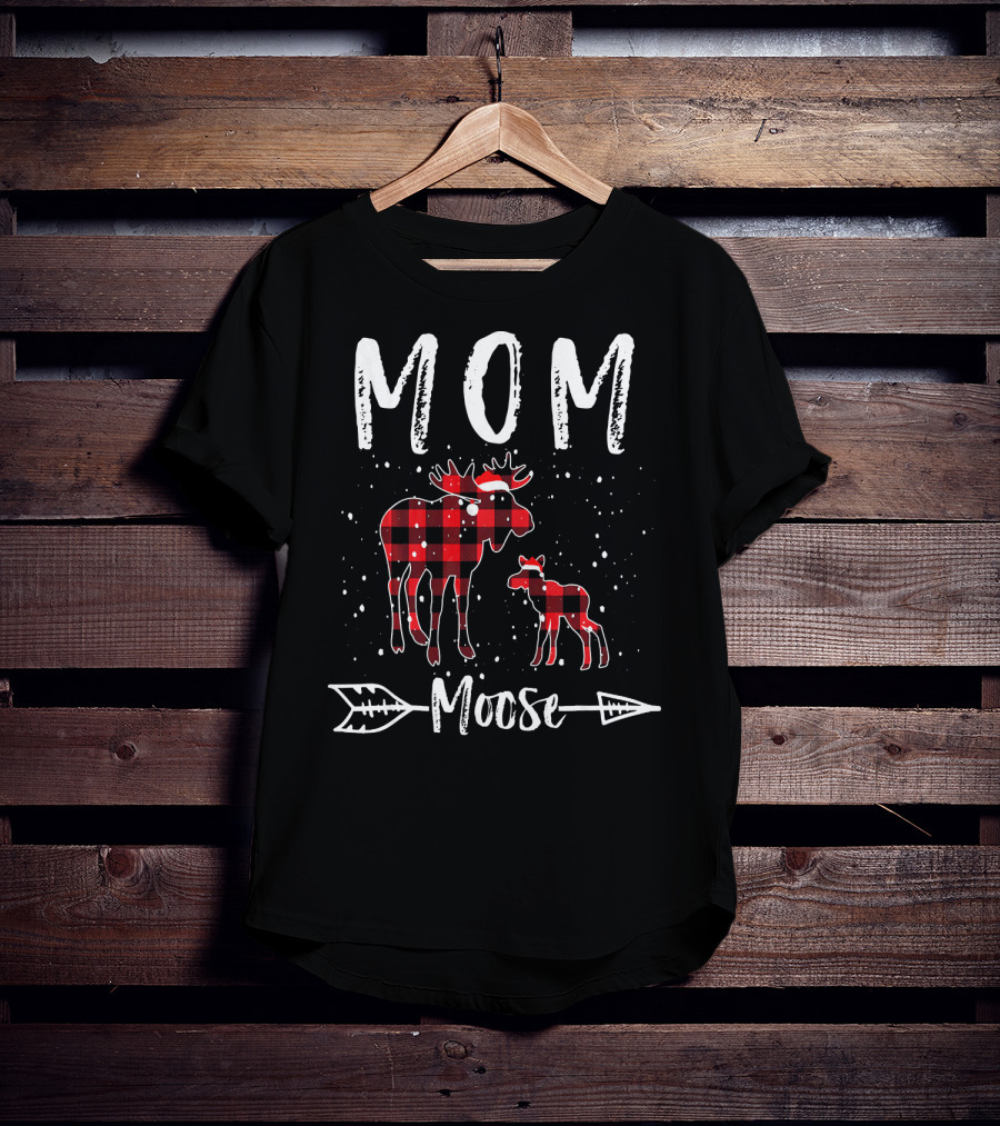 Mom Moose Buffalo Plaid Arrow T-Shirt