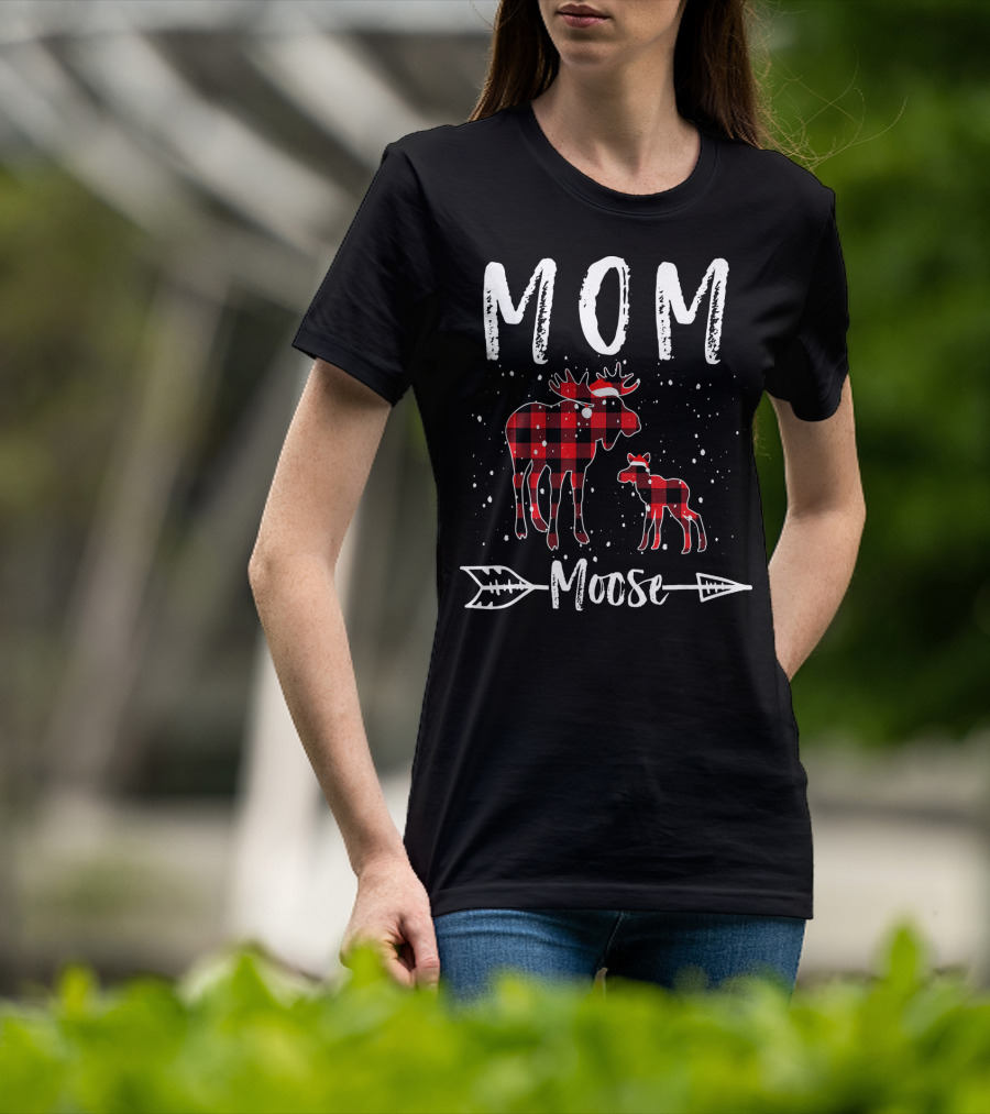 Mom Moose Buffalo Plaid Arrow T-Shirt