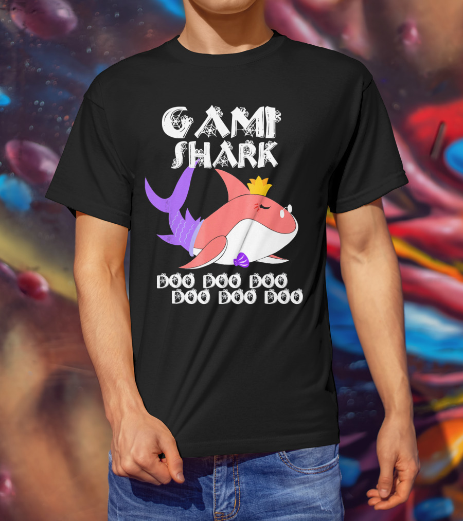 Gami Shark Doo Doo Doo Cute Crowned Shark With Purple Fins T-Shirt
