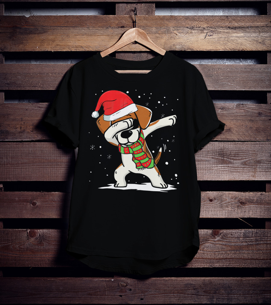 Dabbing Beagle Santa Christmas Dog Dance T-Shirt