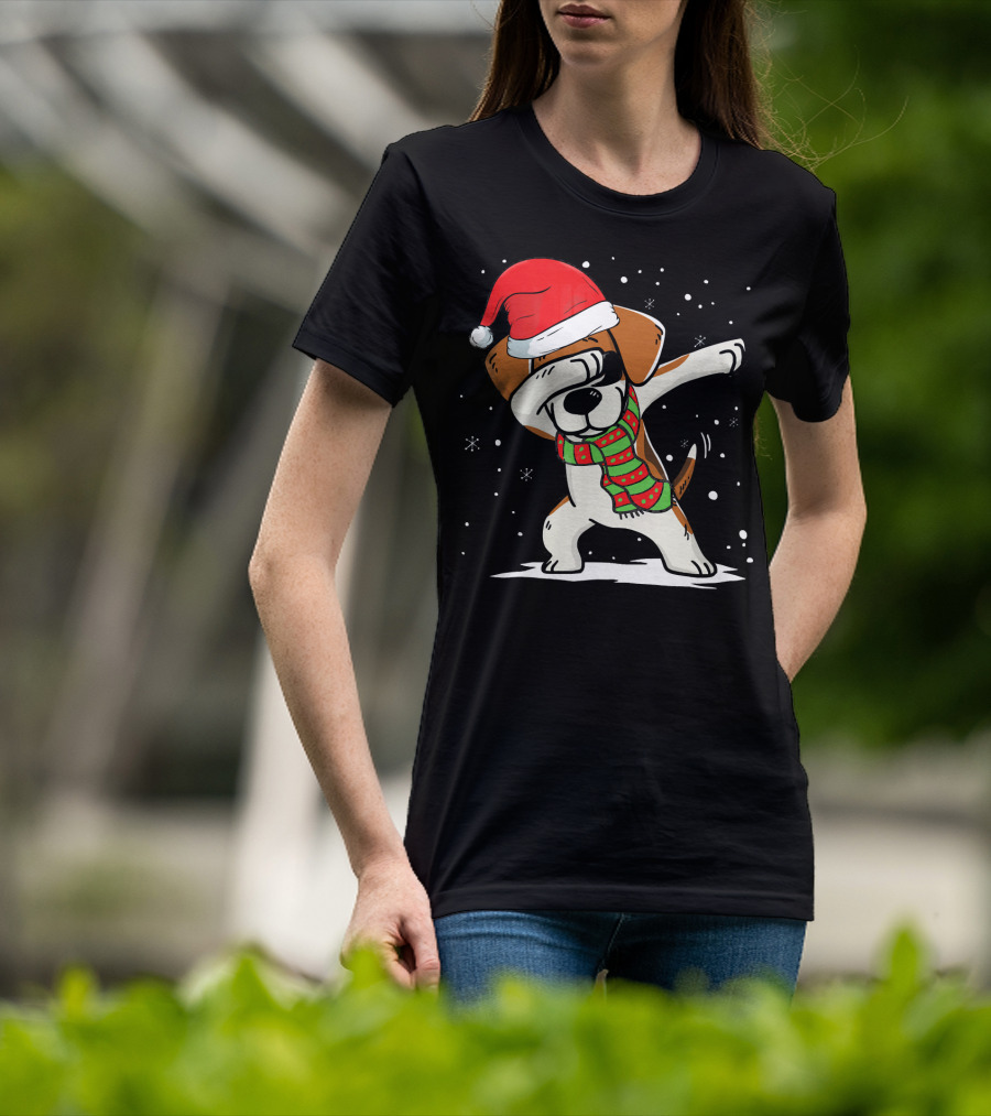 Dabbing Beagle Santa Christmas Dog Dance T-Shirt