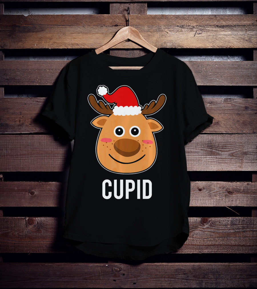 Santa Reindeer Cupid Xmas Group Adorable Christmas Deer Face Holiday T-Shirt