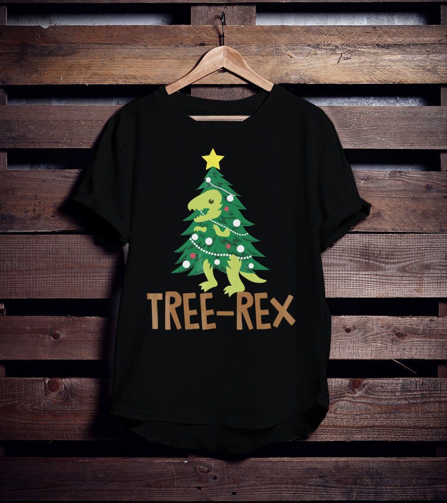 Tree Rex Christmas Dinosaur Pun T-Shirt