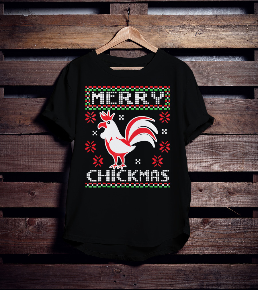 Merry Chickmas Festive Chicken Ugly T-Shirt