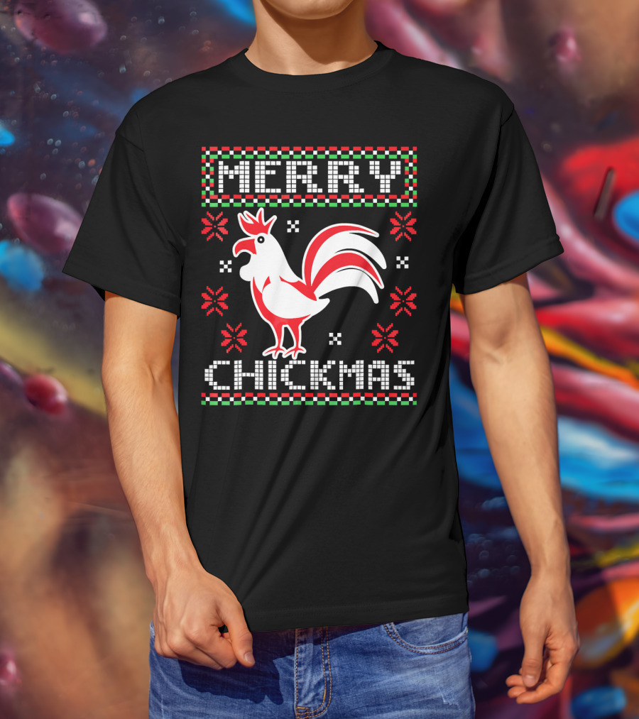 Merry Chickmas Festive Chicken Ugly T-Shirt