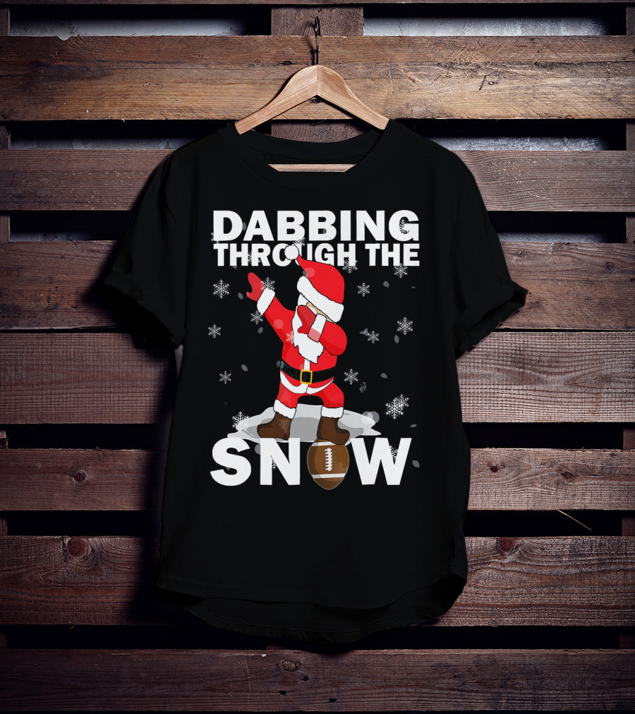 Dabbing Through The Snow Football Santa Dabbing T-Shirt