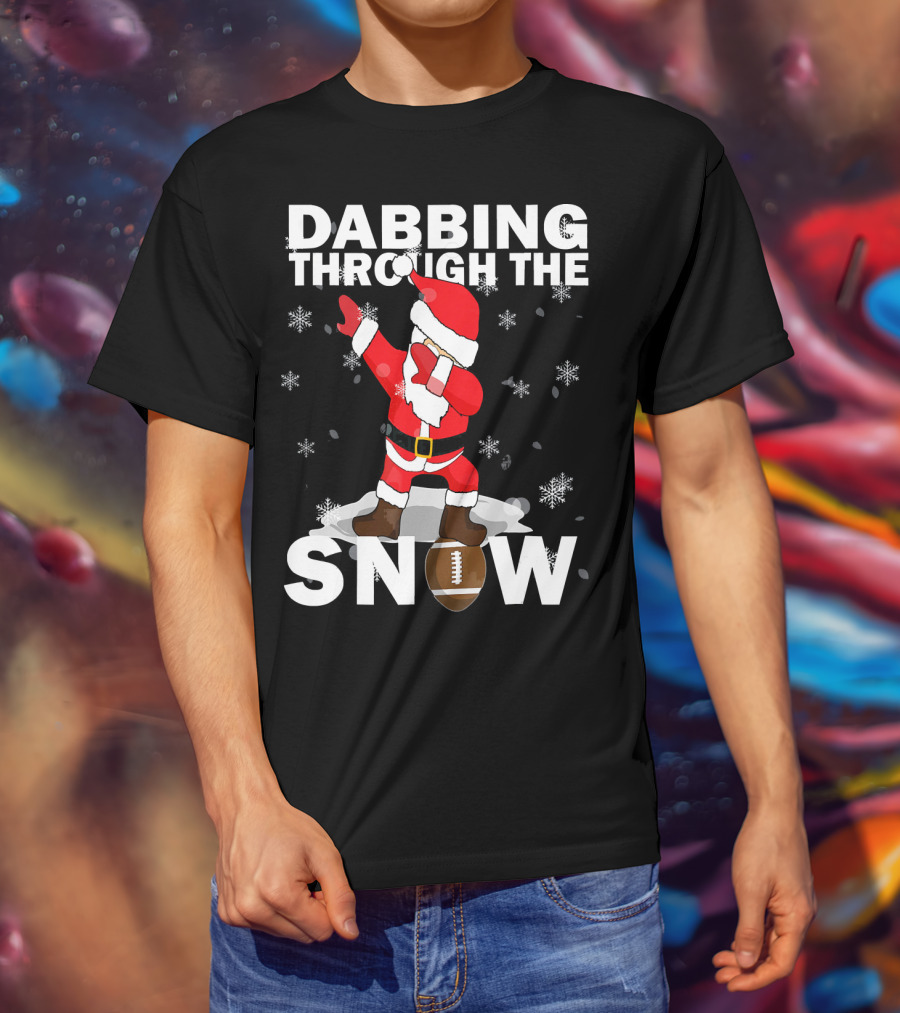 Dabbing Through The Snow Football Santa Dabbing T-Shirt