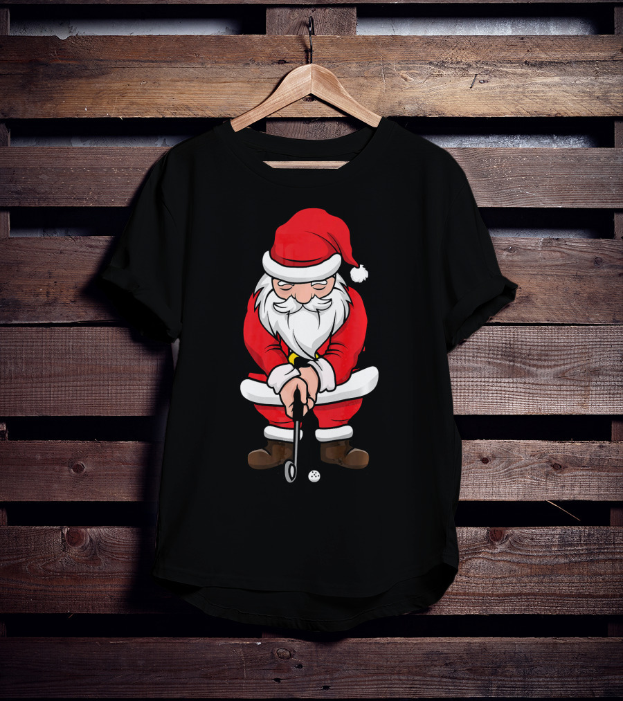 Christmas Santa Claus Golfing Swing T-Shirt