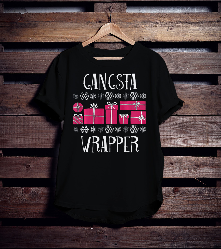 Gangsta Wrapper Funny Christmas Party Presents Snowflakes T-Shirt