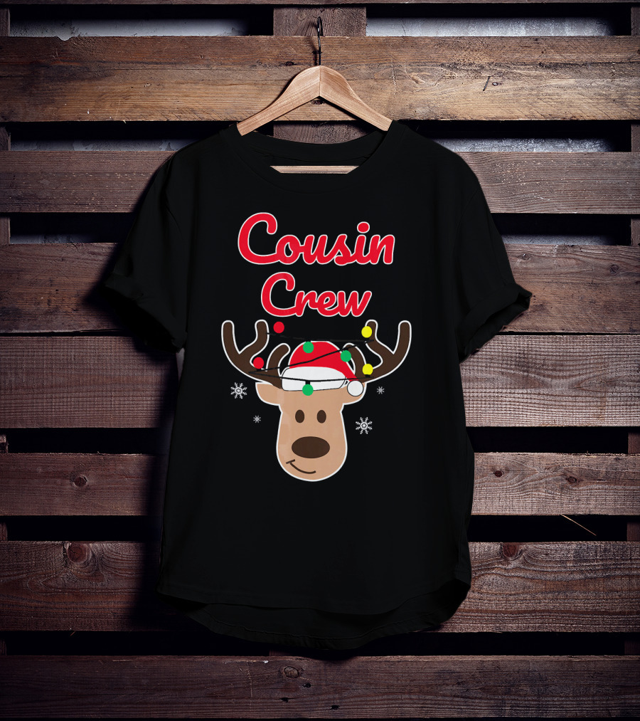 Cousin Crew Christmas Reindeer Hat Snowflakes T-Shirt
