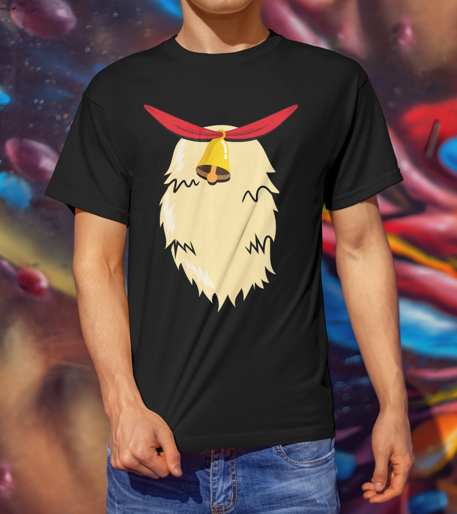 Christmas Reindeer Bell Santa Beard Costume T-Shirt