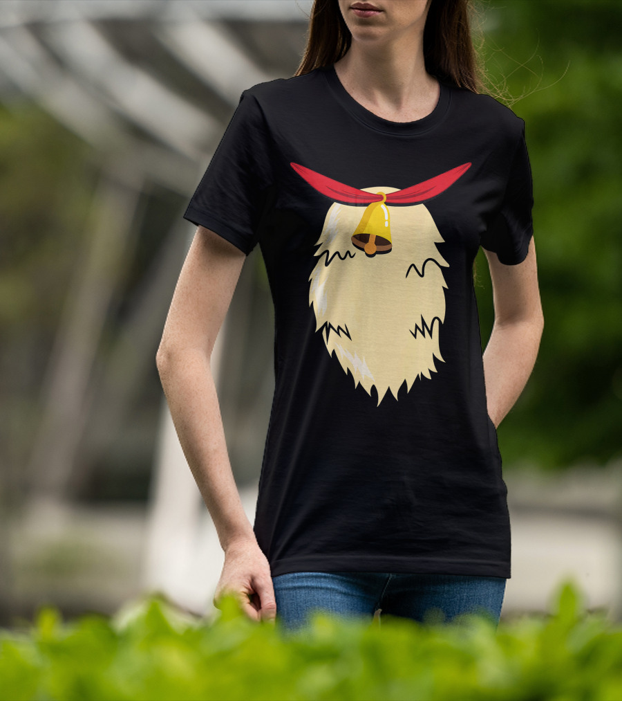 Christmas Reindeer Bell Santa Beard Costume T-Shirt