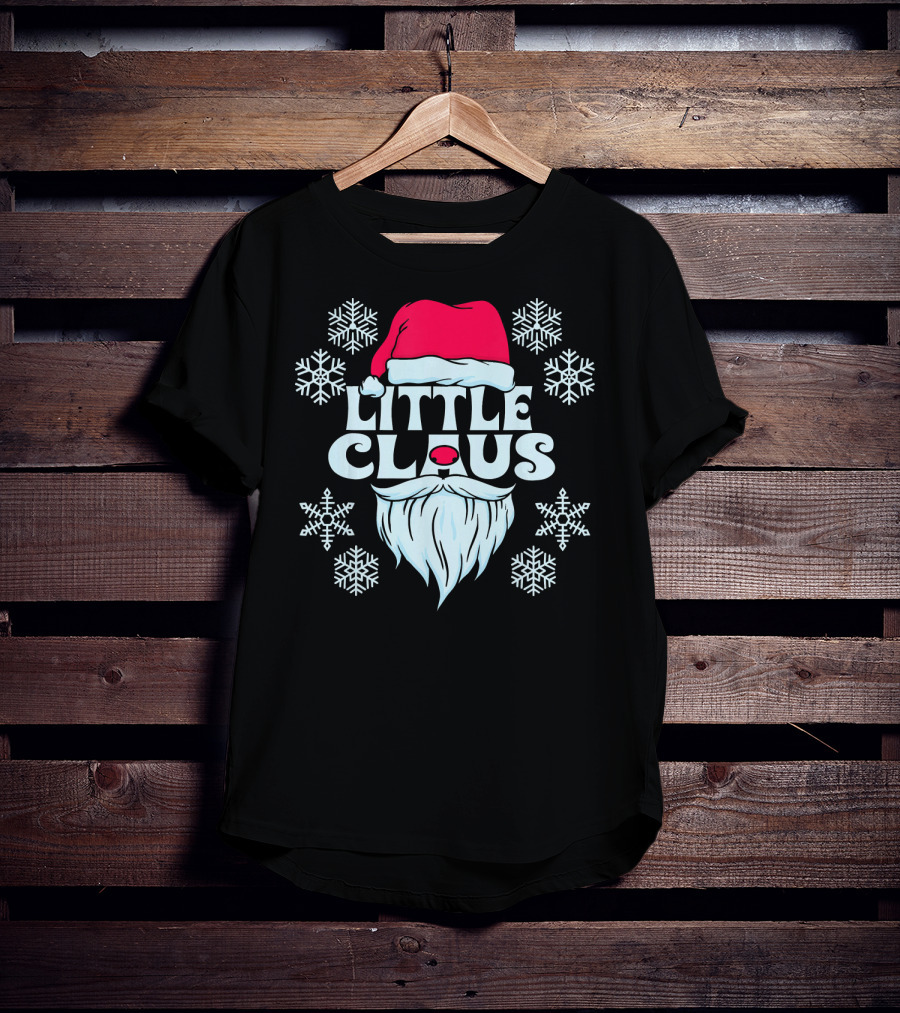 Little Claus Santa Snowflakes Hat Beard T-Shirt