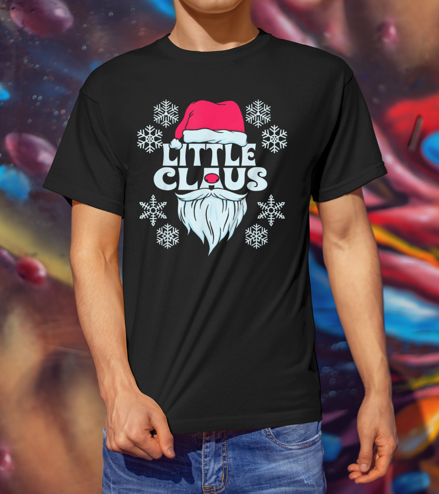 Little Claus Santa Snowflakes Hat Beard T-Shirt