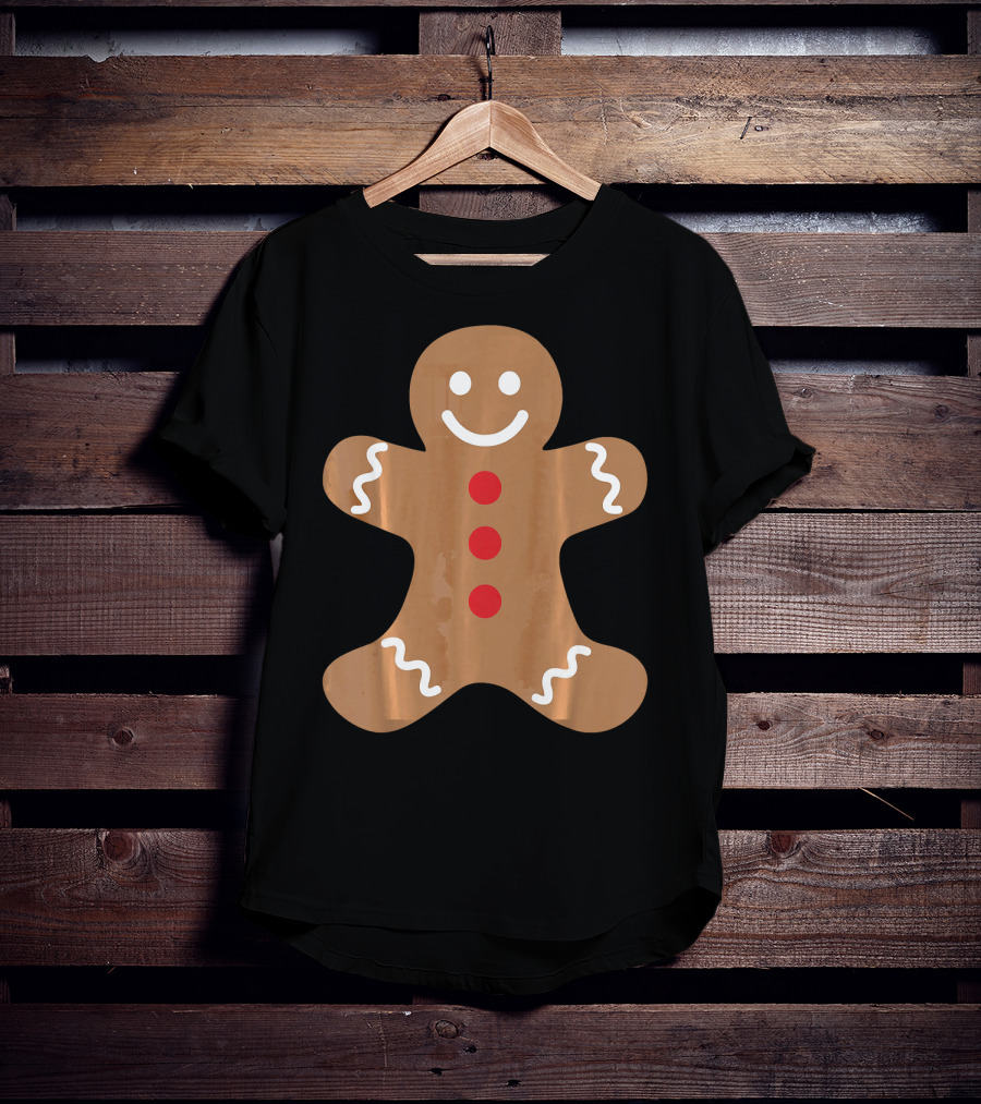 Smiling Gingerbread Man Holiday Cookie Decor T-Shirt