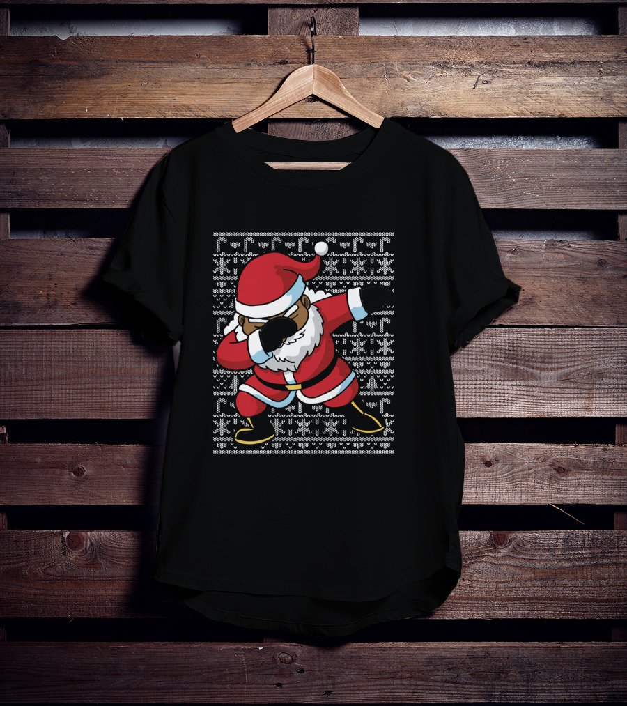 Christmas Black Santa Dabbing Ugly T-Shirt