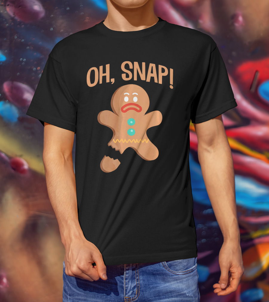 Oh Snap Gingerbread Cookie Broken Funny Holiday T-Shirt
