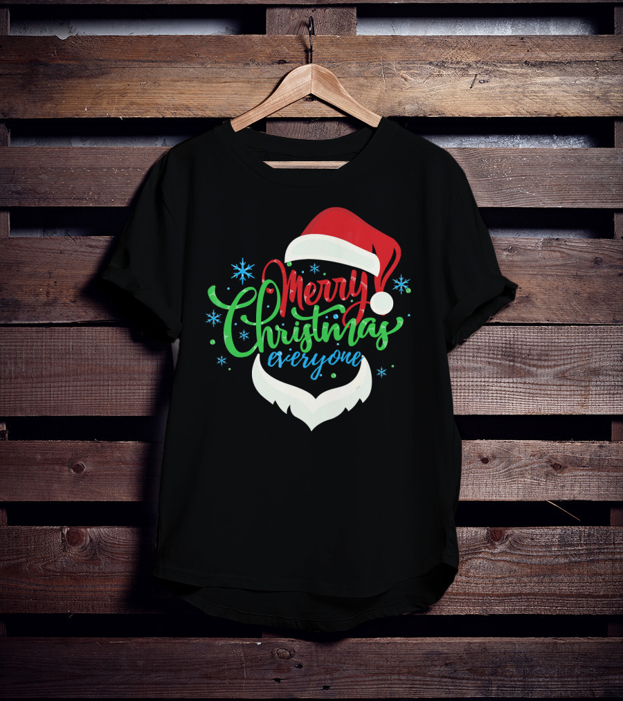 Merry Christmas Everyone Santa Hat With Beard T-Shirt
