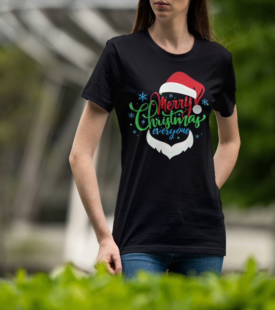 Merry Christmas Everyone Santa Hat With Beard T-Shirt