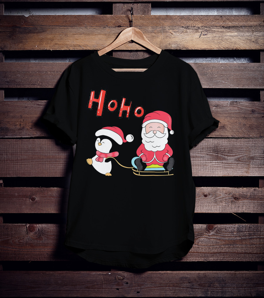 Ho Ho Santa Penguin Merry Christmas Happy Family T-Shirt