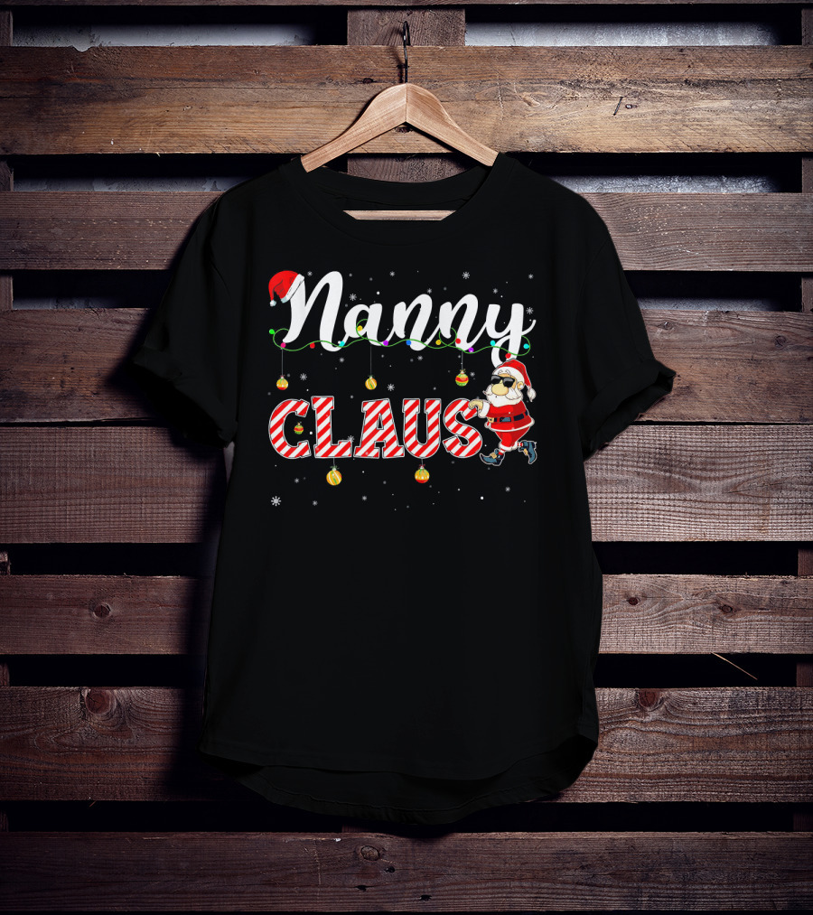 Nanny Claus Cute Christmas Santa Hat Matching T-Shirt