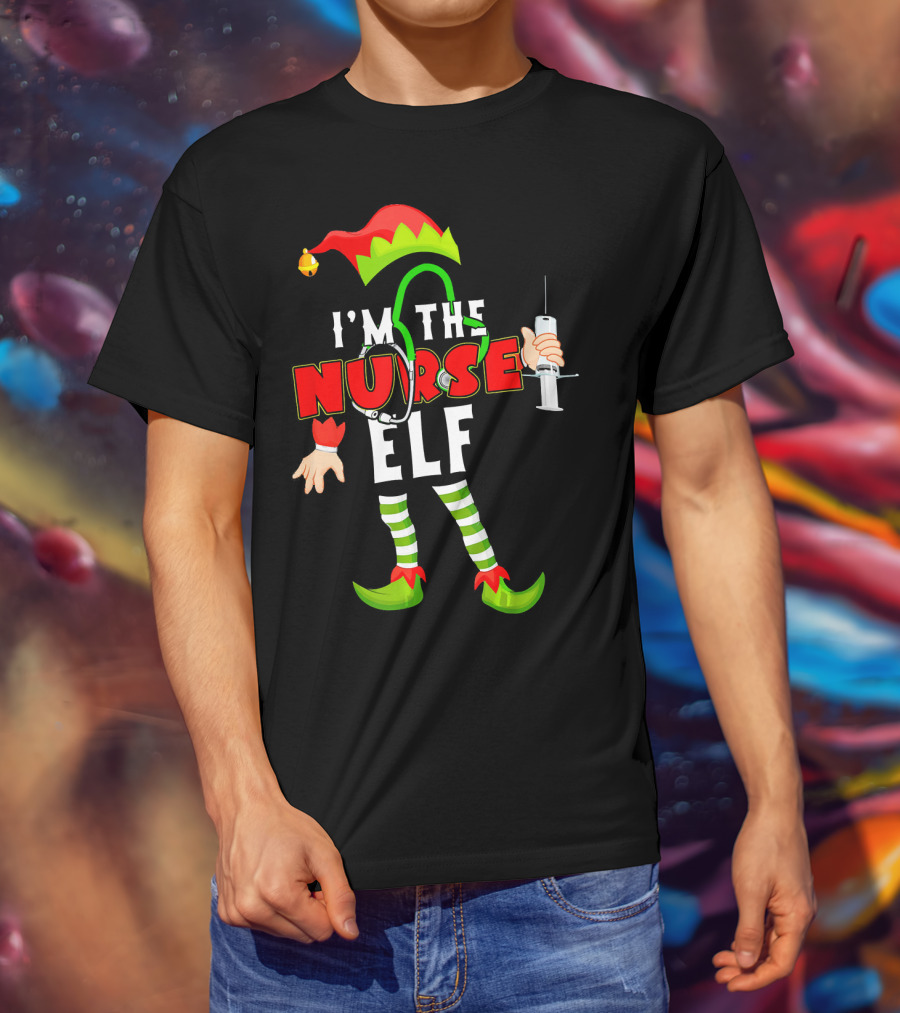 I'm The Nurse Elf RN Syringe Stethoscope Christmas Costume T-Shirt