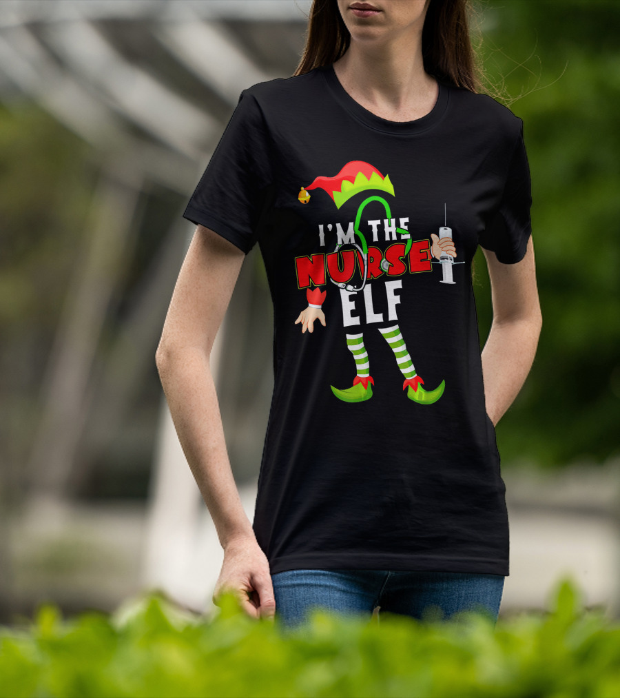 I'm The Nurse Elf RN Syringe Stethoscope Christmas Costume T-Shirt