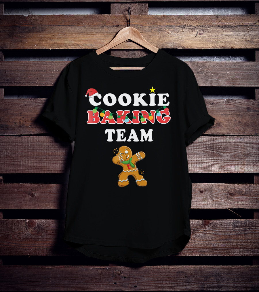 Cookie Baking Team Christmas Gingerbread Santa Lights Holiday T-Shirt