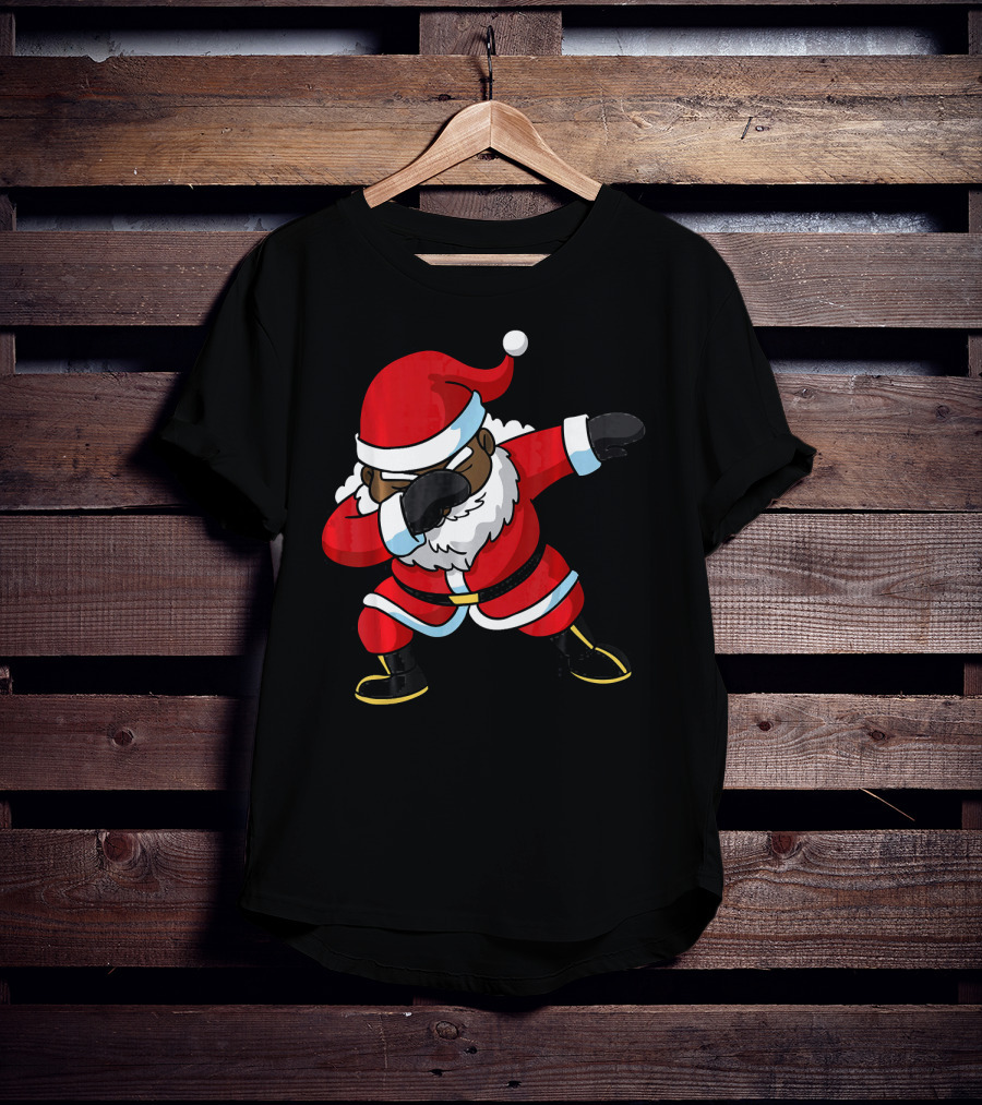 Christmas Dabbing Black Santa Claus Gesture T-Shirt