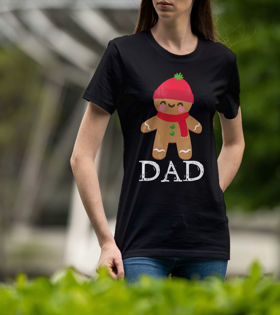 Gingerbread Dad Christmas Matching Pajama Festive Holiday Red Hat Scarf T-Shirt