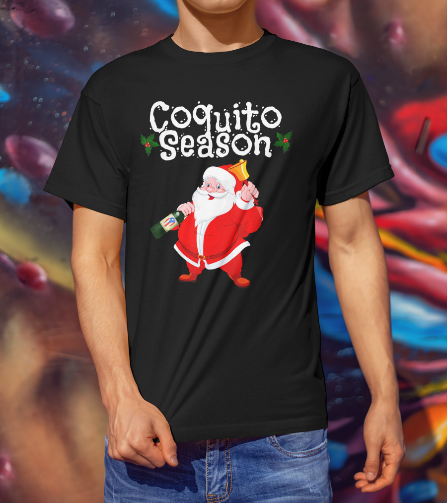 Coquito Season Funny Santa Claus Christmas Puerto Rican T-Shirt