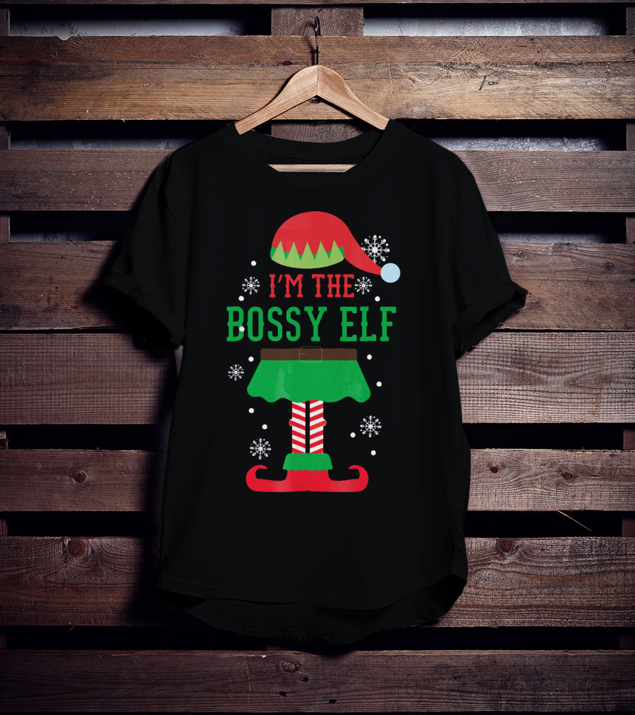 I'm The Bossy Elf Christmas Snowflake T-Shirt