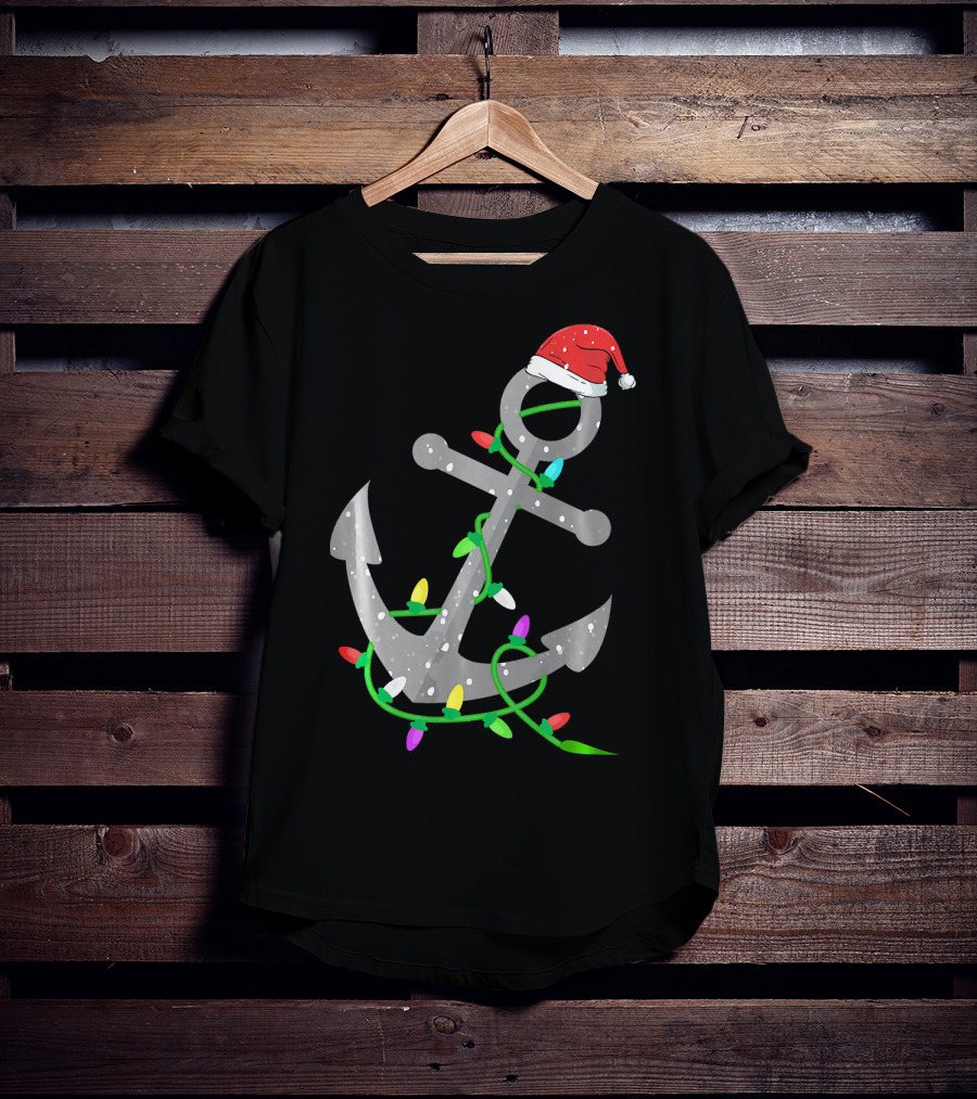 Merry Captain Santa Anchor With Christmas Lights T-Shirt