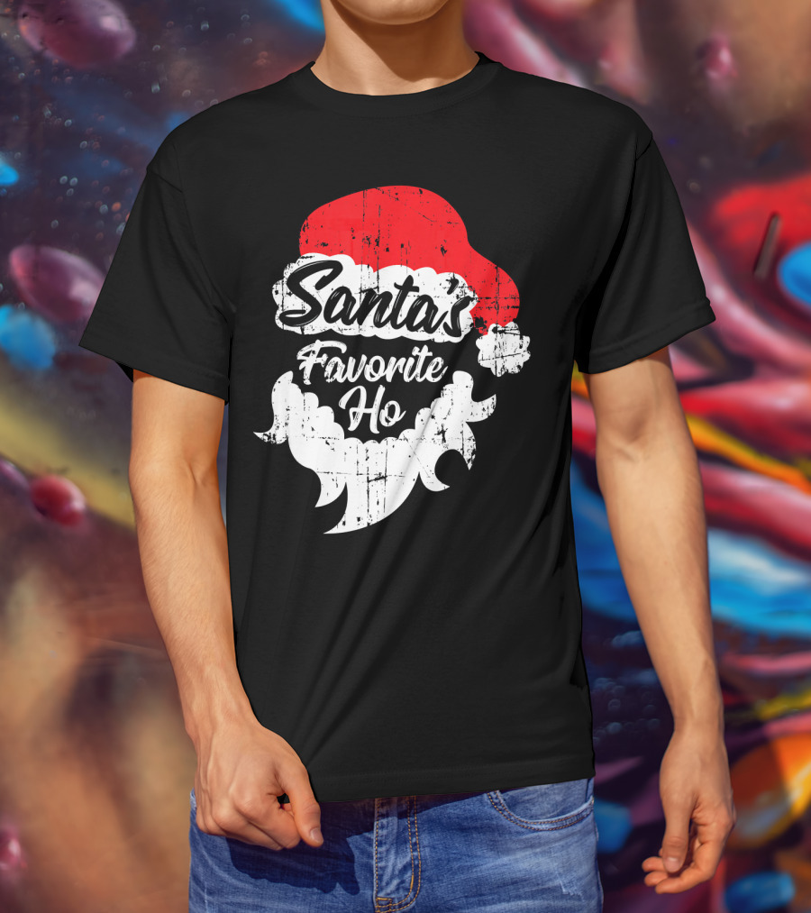 Santa's Favorite Ho Christmas Beard And Hat T-Shirt