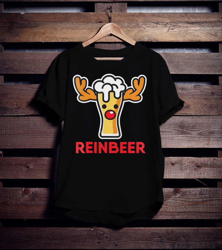 Rein Beer Reindeer With Antlers And Foamy Beer Head T-Shirt