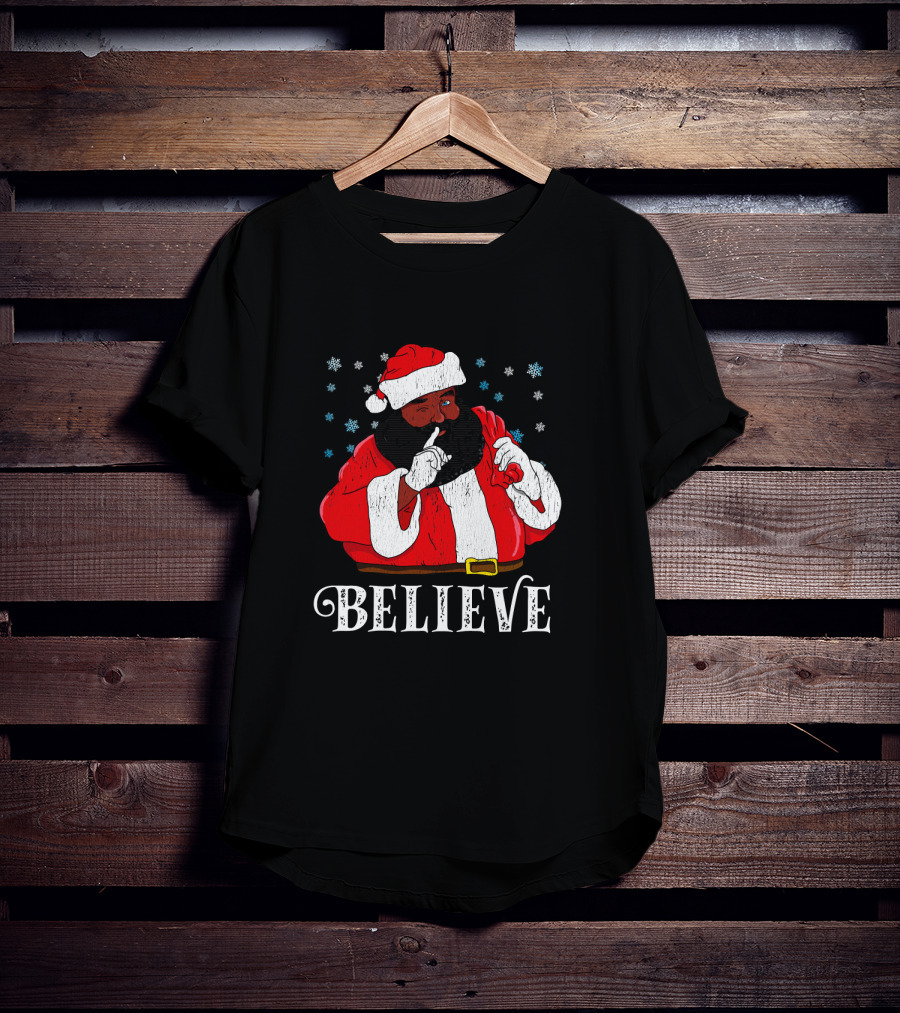 Believe Santa African Christmas Snowflakes T-Shirt