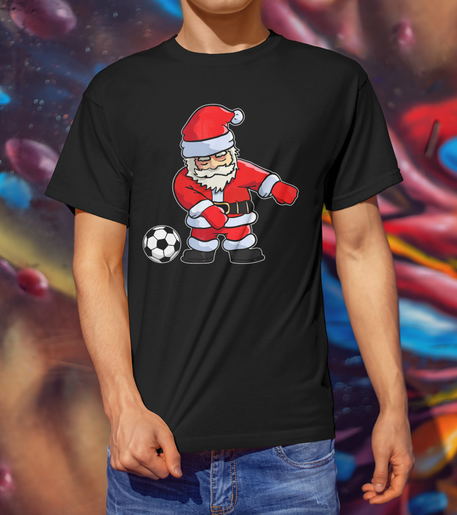 Santa Claus Dancing With Soccer Ball T-Shirt