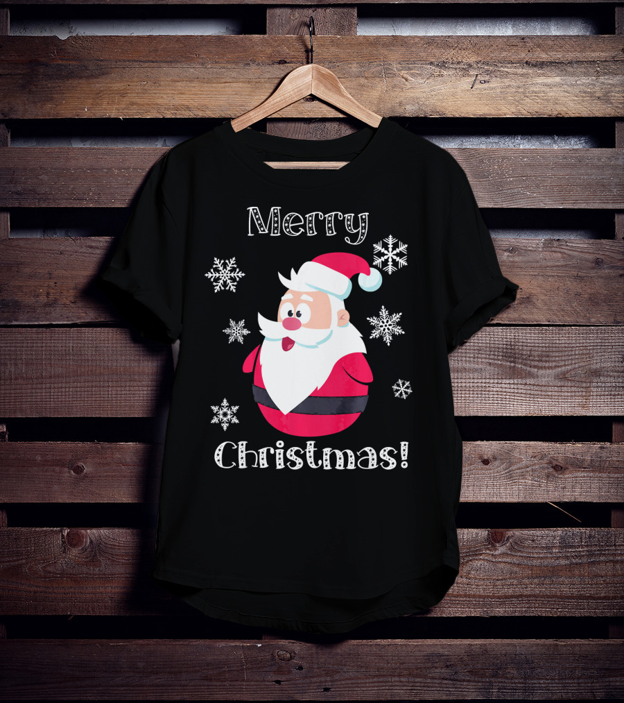 Merry Christmas Santa Claus Cute Snowflakes T-Shirt