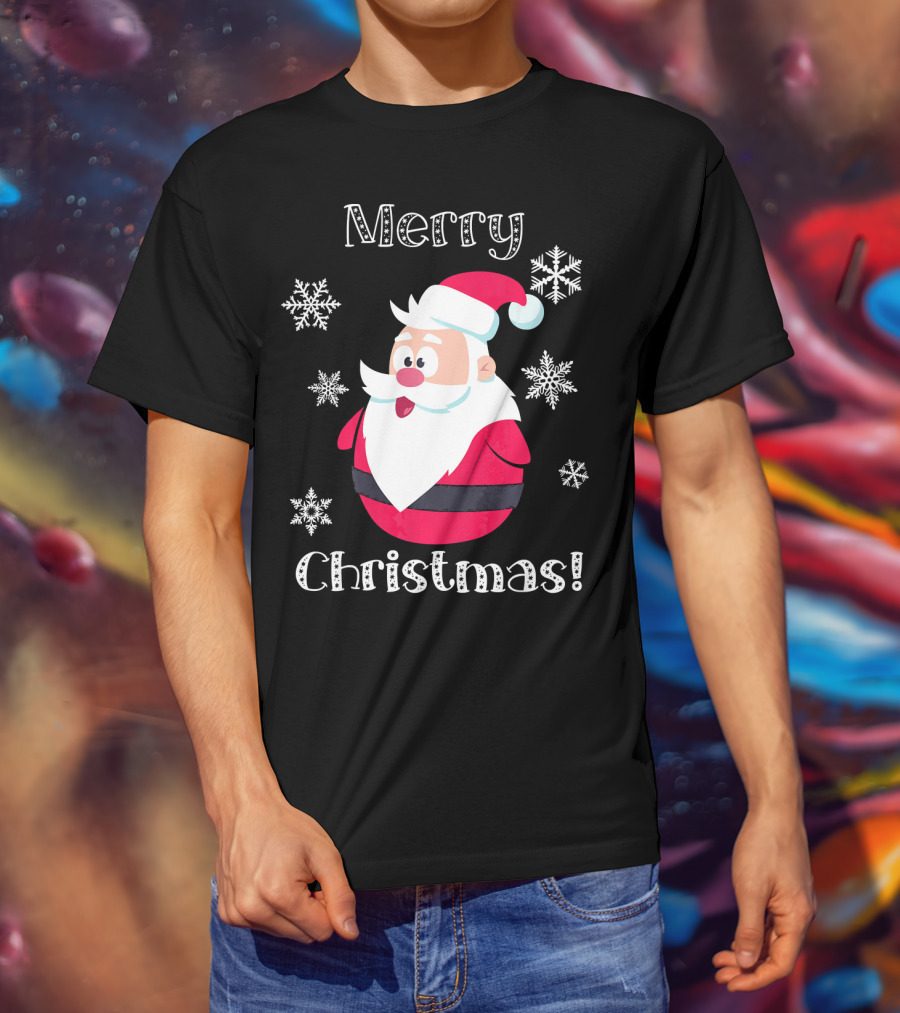 Merry Christmas Santa Claus Cute Snowflakes T-Shirt
