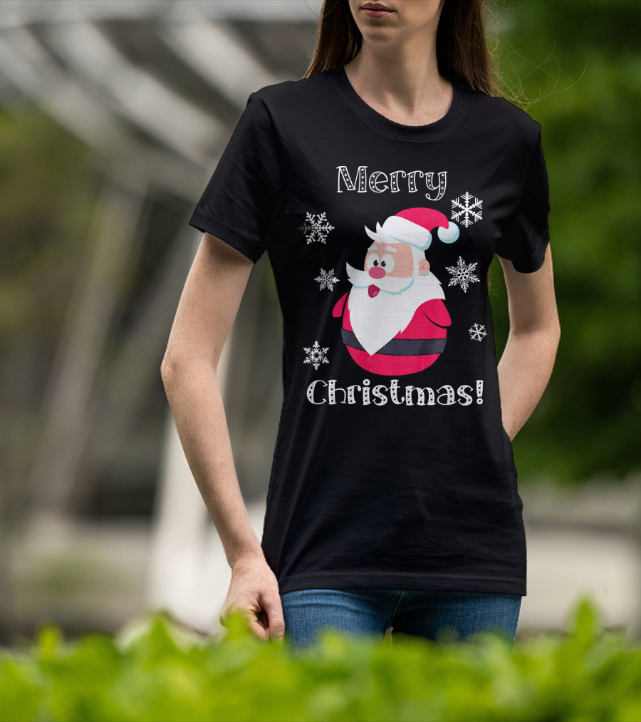Merry Christmas Santa Claus Cute Snowflakes T-Shirt