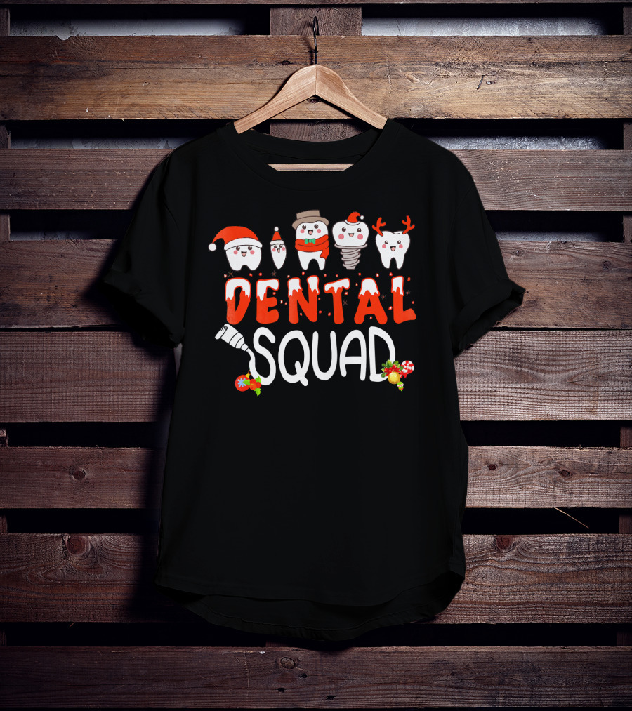 Dental Squad Tooth Christmas Santa Reindeer Festive Dent T-Shirt
