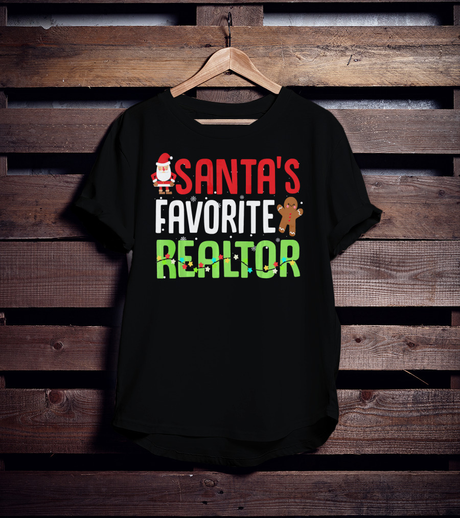 Santa's Favorite Realtor Gingerbread Lights T-Shirt