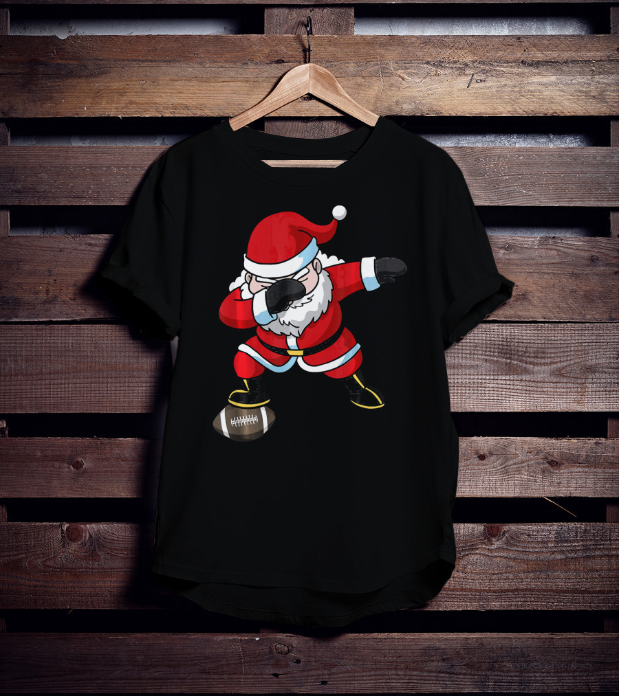 Football Santa Dabbing With Christmas Cheer T-Shirt