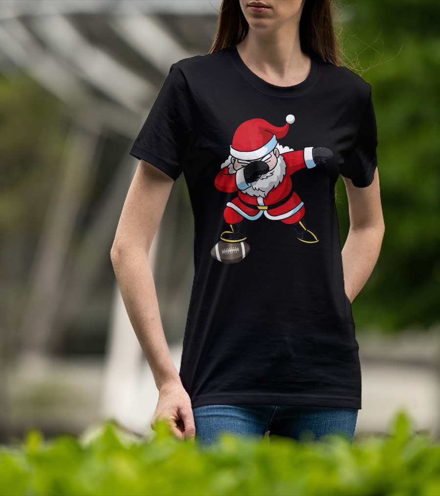 Football Santa Dabbing With Christmas Cheer T-Shirt
